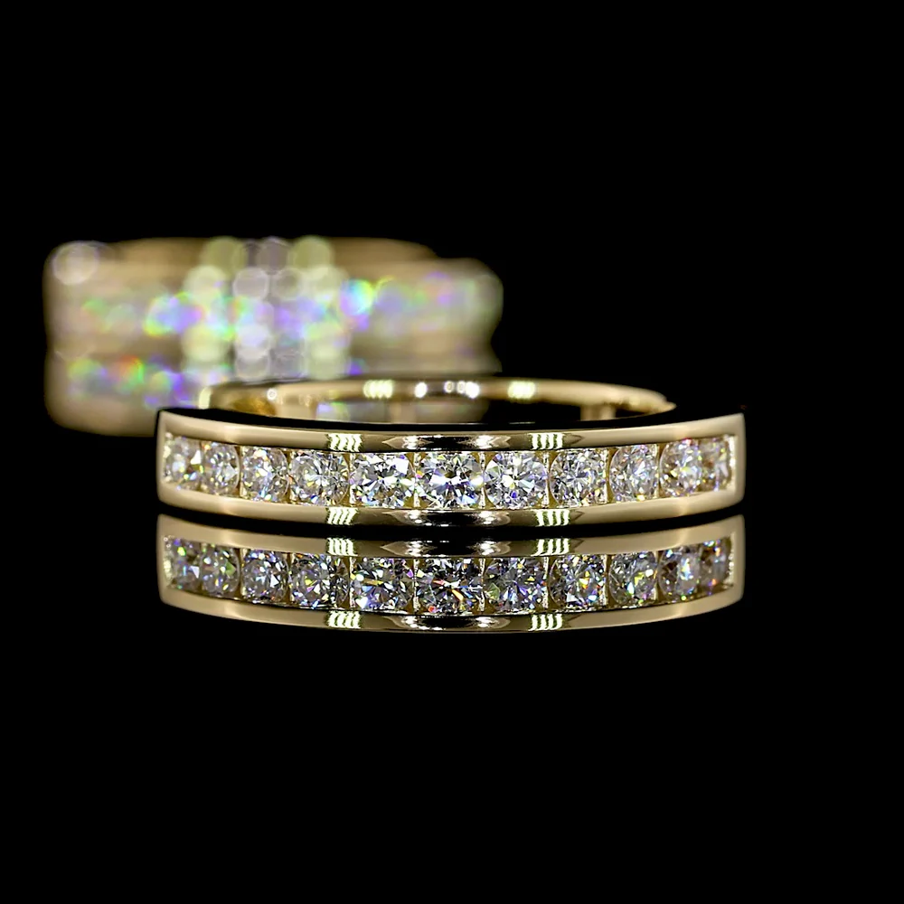 14K Yellow Gold Huggie Earrings with Channel Set Round Lab Grown Diamonds - 0.55 Carats Total Diamond Weight - Covaloro Fine Jewelry - Image 4