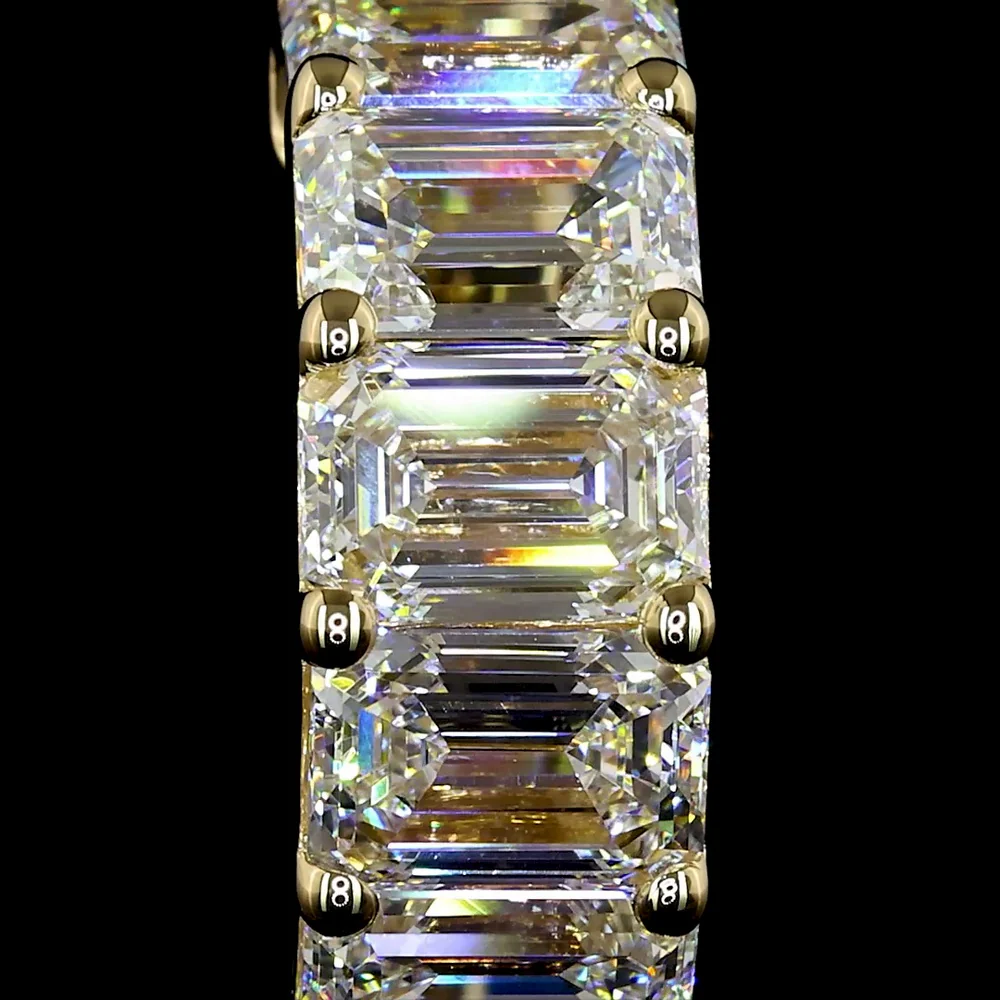 14K Yellow Gold Huggie Earrings with Emerald Cut Lab Diamonds - 3.26 Carat Total Weight, E-F Color, VS1 Clarity - Covaloro Fine Jewelry - Image 2