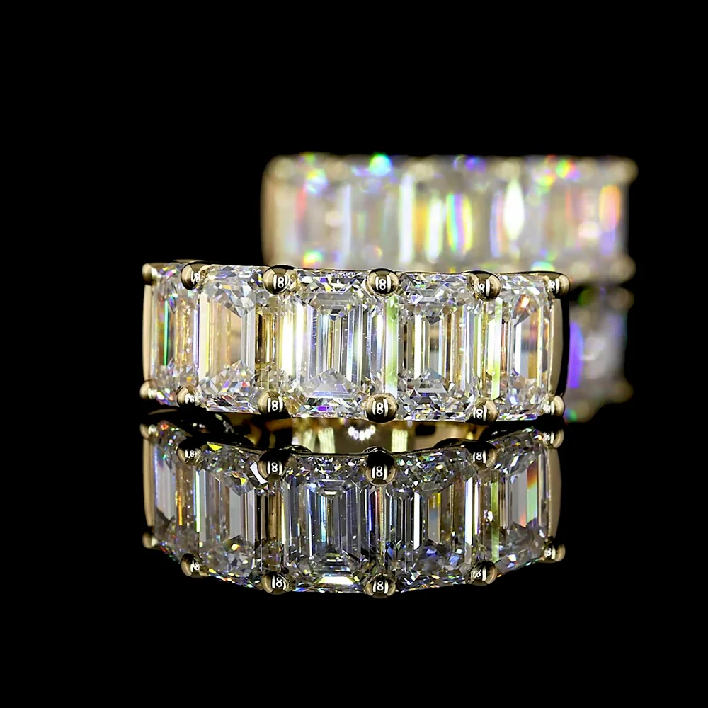 14K Yellow Gold Huggie Earrings with Emerald Cut Lab Diamonds - 3.26 Carat Total Weight, E-F Color, VS1 Clarity - Covaloro Fine Jewelry - Image 3