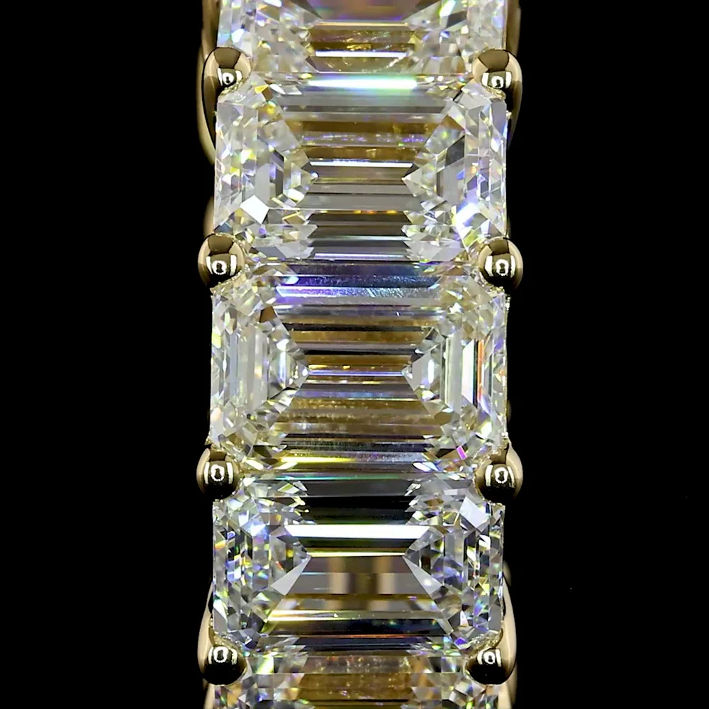 14K Yellow Gold Huggie Earrings with Emerald Cut Lab Diamonds - 5.06 Carat Total Weight, E-F Color, VS Clarity - Covaloro Fine Jewelry - Image 3