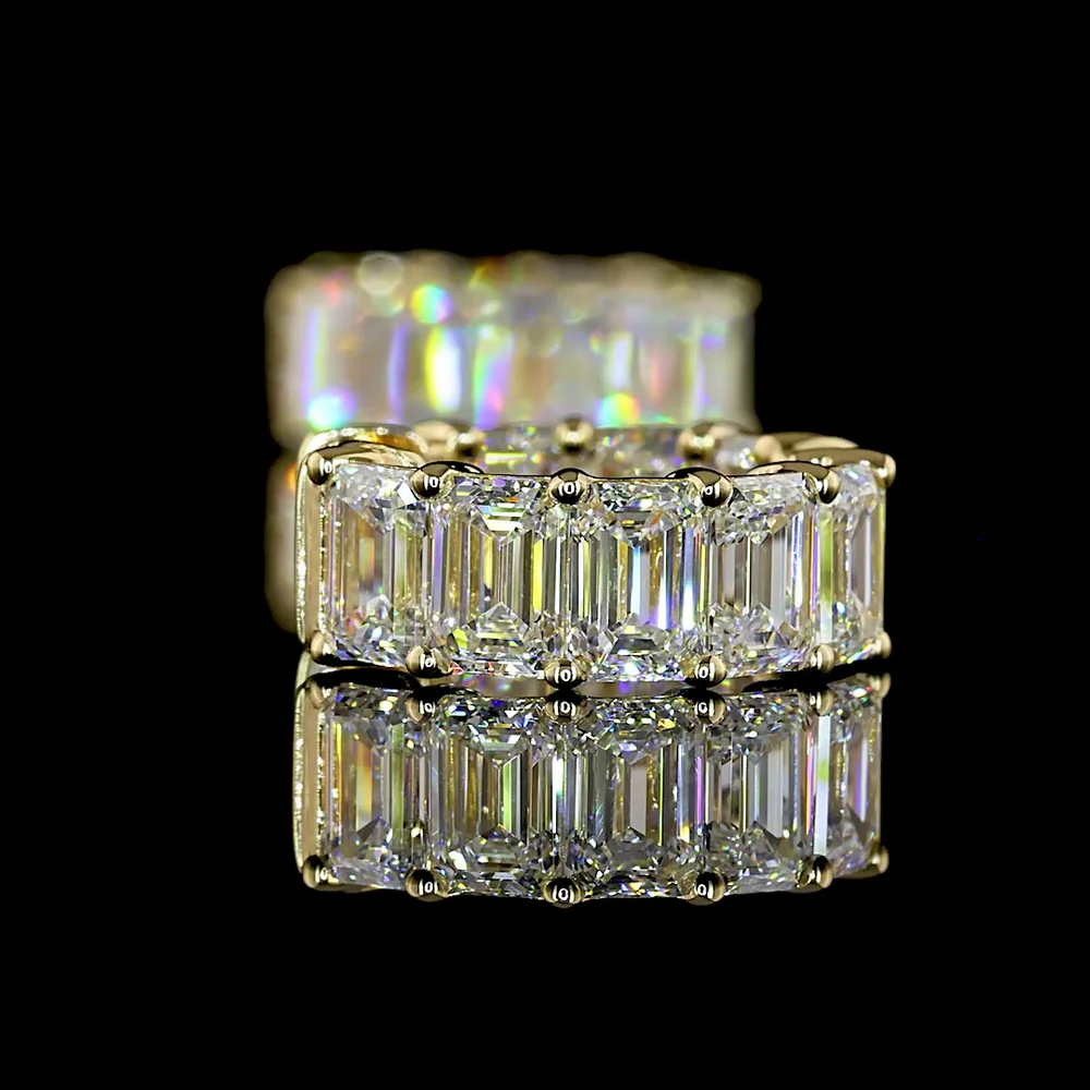 14K Yellow Gold Huggie Earrings with Emerald Cut Lab Diamonds - 5.06 Carat Total Weight, E-F Color, VS Clarity - Covaloro Fine Jewelry - Image 4