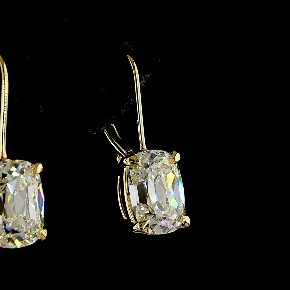 14K Yellow Gold Huggie Earrings with GIA Certified Antique Cushion Cut Lab-Grown Diamonds - 4.23 Carat Total Diamond Weight - Covaloro Fine Jewelry - Image 4