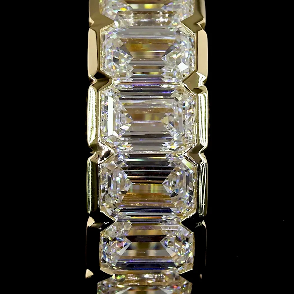 14K Yellow Gold Huggie Earrings with Half Bezel Set Emerald Cut Lab Diamonds - 2.02 Carat Total Weight, E-F Color, VS1 Clarity - Covaloro Fine Jewelry - Image 3