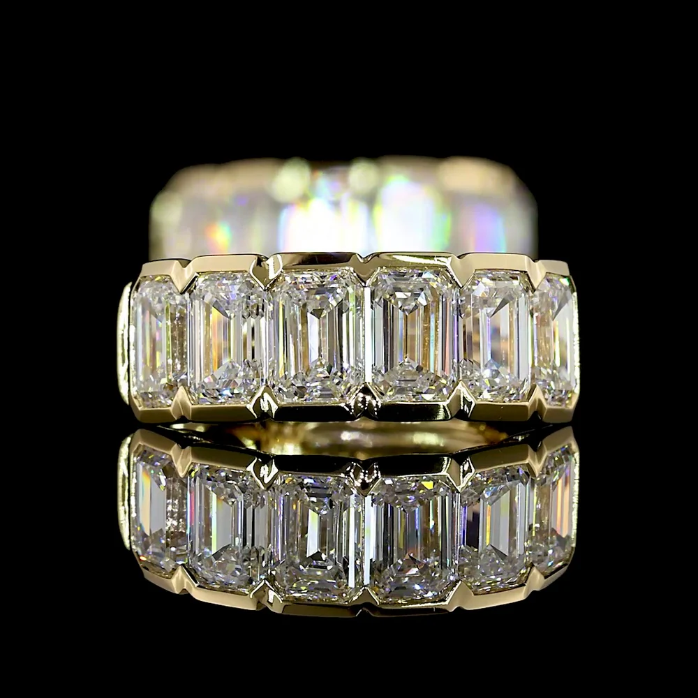 14K Yellow Gold Huggie Earrings with Half Bezel Set Emerald Cut Lab Diamonds - 2.02 Carat Total Weight, E-F Color, VS1 Clarity - Covaloro Fine Jewelry - Image 4