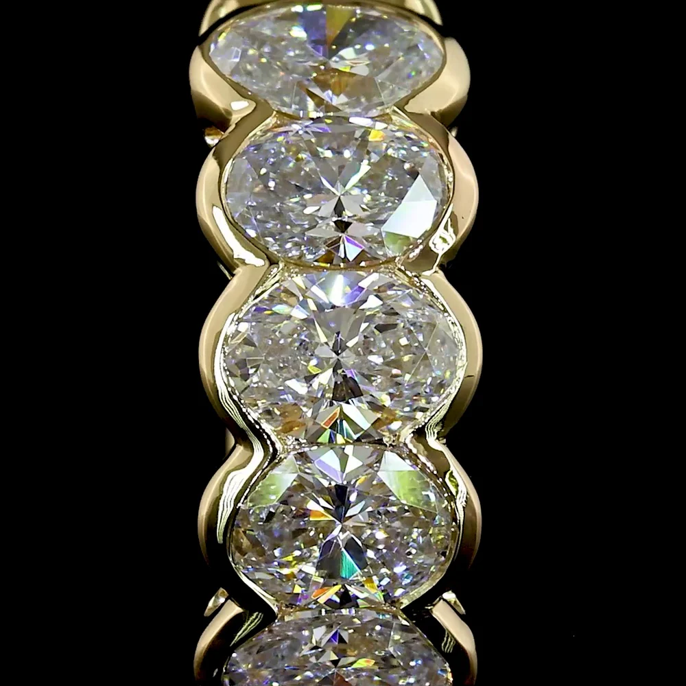 14K Yellow Gold Huggie Earrings with Half Bezel Set Oval Cut Lab Diamonds - 1.10 Carats Total Diamond Weight - Covaloro Fine Jewelry - Image 3