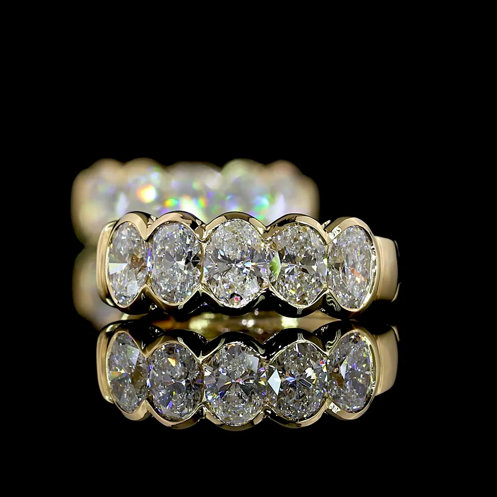 14K Yellow Gold Huggie Earrings with Half Bezel Set Oval Cut Lab Diamonds - 1.10 Carats Total Diamond Weight - Covaloro Fine Jewelry - Image 4