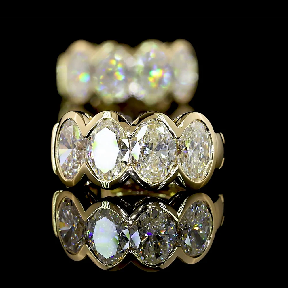 14K Yellow Gold Huggie Earrings with Half Bezel Set Oval Cut Lab Diamonds - 2.09 Carat Total Weight - Covaloro Fine Jewelry - Image 4
