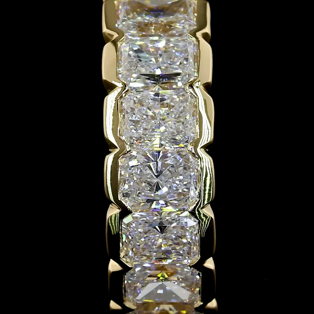 14K Yellow Gold Huggie Earrings with Half-Bezel Set Radiant Cut Lab Diamonds - 1.05 Carats Total Diamond Weight - Covaloro Fine Jewelry - Image 3