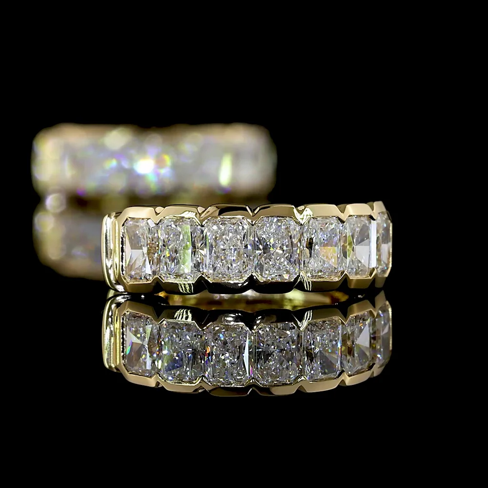 14K Yellow Gold Huggie Earrings with Half-Bezel Set Radiant Cut Lab Diamonds - 1.05 Carats Total Diamond Weight - Covaloro Fine Jewelry - Image 4