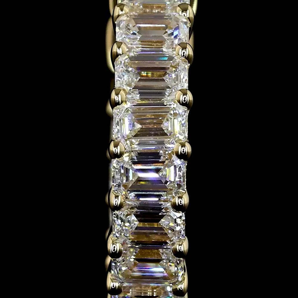 14K Yellow Gold Huggie Earrings with Prong Set Emerald Cut Lab Diamonds - 1.50 Carats Total Diamond Weight - Covaloro Fine Jewelry - Image 2