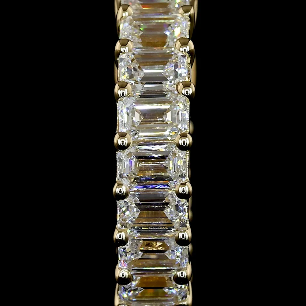 14K Yellow Gold Huggie Earrings with Prong-Set Emerald Cut Lab Diamonds - 1.54 Carats Total Diamond Weight - Covaloro Fine Jewelry - Image 3