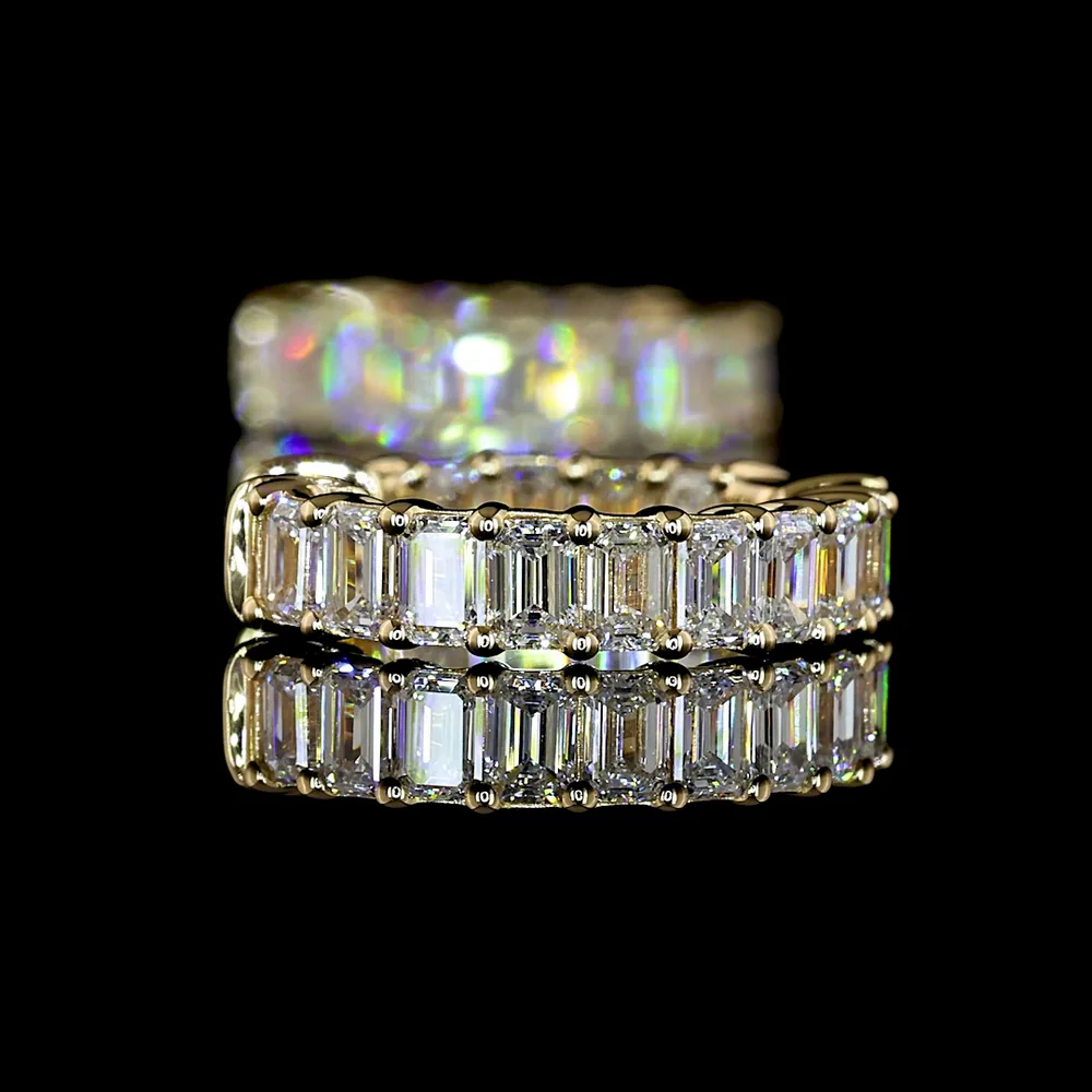 14K Yellow Gold Huggie Earrings with Prong-Set Emerald Cut Lab Diamonds - 1.54 Carats Total Diamond Weight - Covaloro Fine Jewelry - Image 4