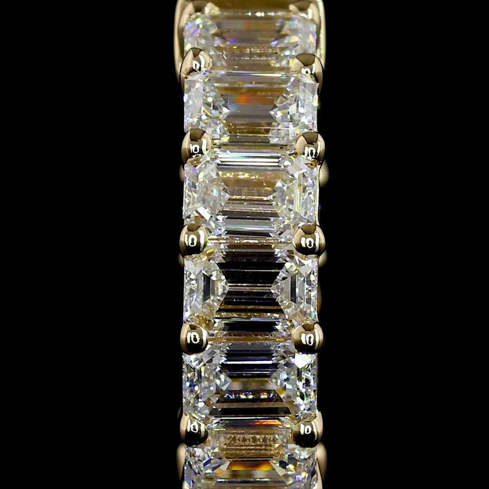 14K Yellow Gold Huggie Earrings with Prong-Set Emerald Cut Lab Diamonds - 1.94 Carat Total Diamond Weight - Covaloro Fine Jewelry - Image 3
