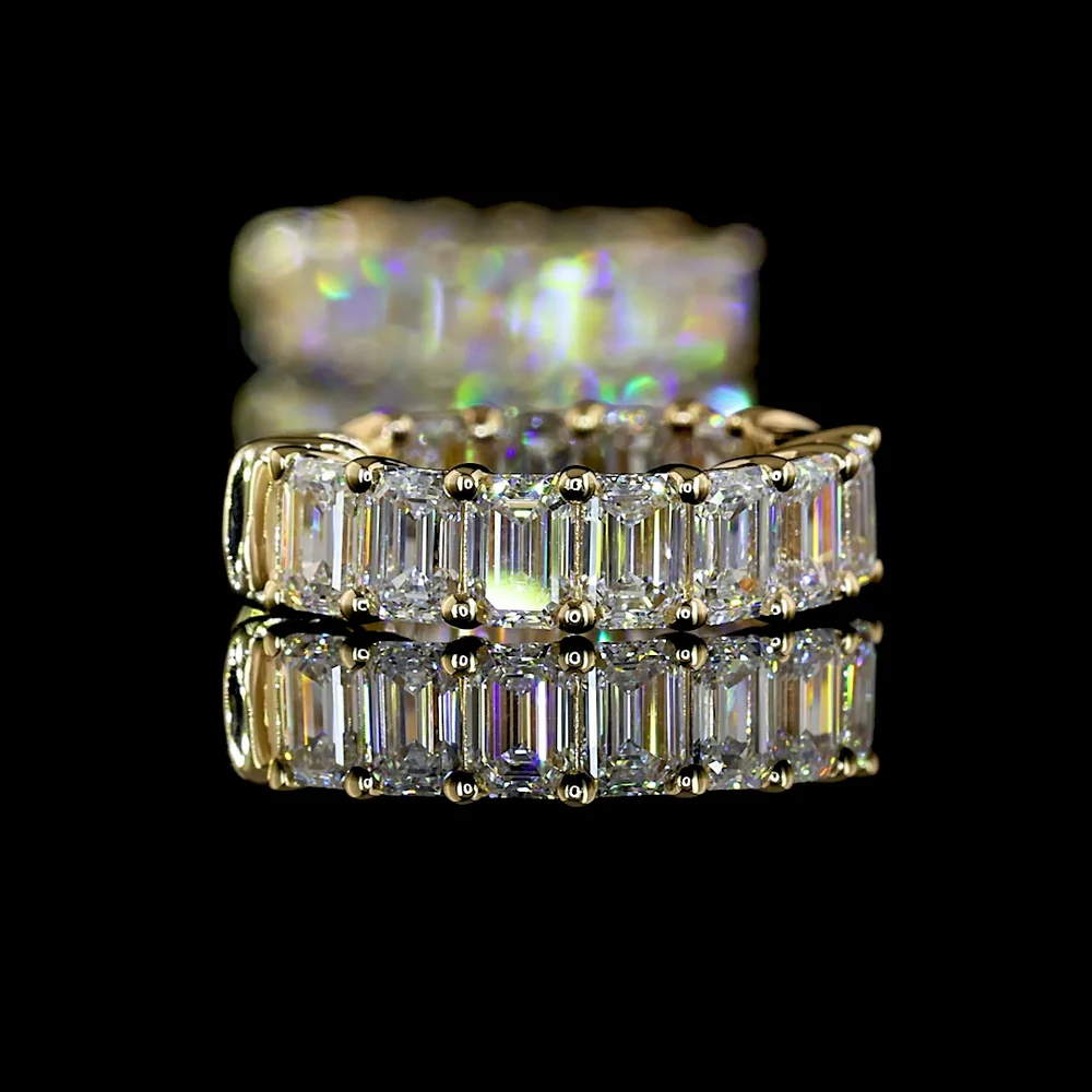 14K Yellow Gold Huggie Earrings with Prong-Set Emerald Cut Lab Diamonds - 1.94 Carat Total Diamond Weight - Covaloro Fine Jewelry - Image 4