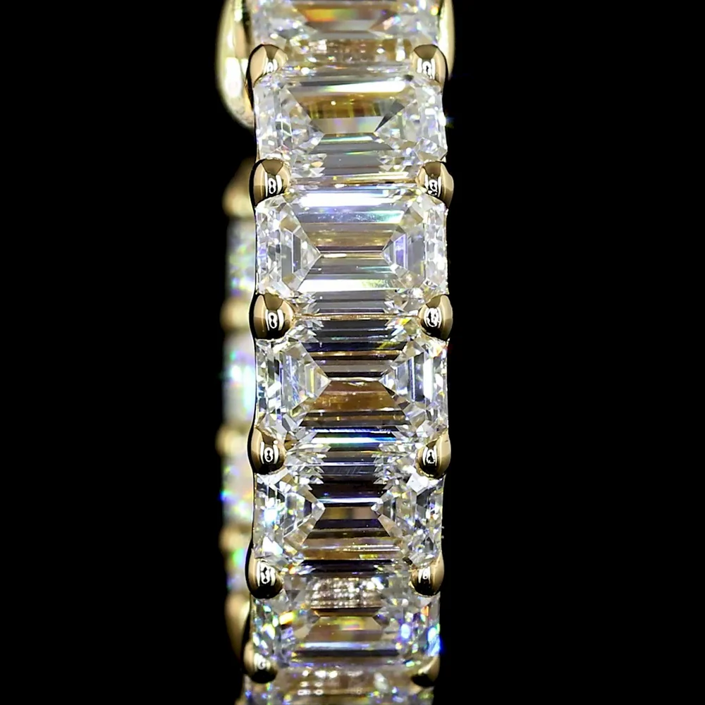 14K Yellow Gold Huggie Earrings with Prong-Set Emerald Cut Lab Diamonds - 1.97 Carat Total Diamond Weight - Covaloro Fine Jewelry - Image 2