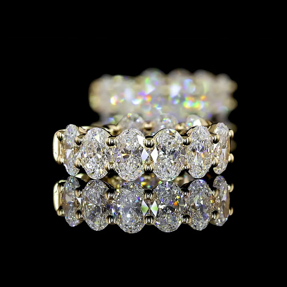 14K Yellow Gold Huggie Earrings with Prong Set Oval Cut Lab Diamonds - 3.04 Carat Total Weight, E-F Color VS Clarity - Covaloro Fine Jewelry - Image 4