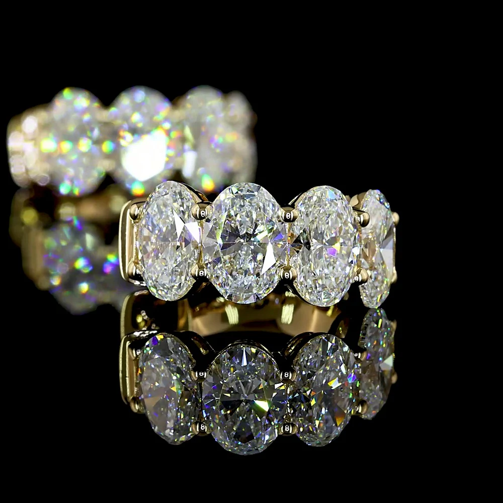 14K Yellow Gold Huggie Earrings with Prong Set Oval Cut Lab Diamonds - 3.62 Carat Total Diamond Weight - Covaloro Fine Jewelry - Image 3