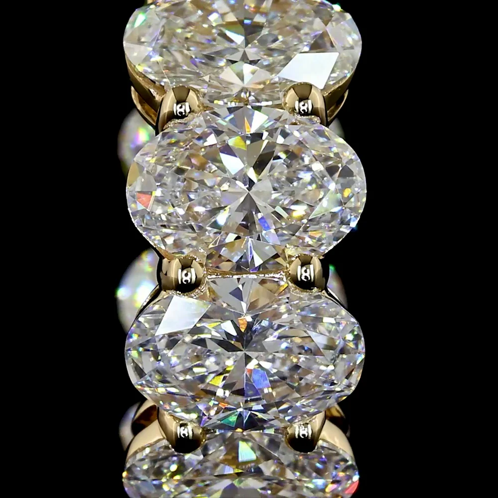 14K Yellow Gold Huggie Earrings with Prong Set Oval Cut Lab Diamonds - 5.13 Carat Total Weight (E-F Color, VS Clarity) - Covaloro Fine Jewelry - Image 3