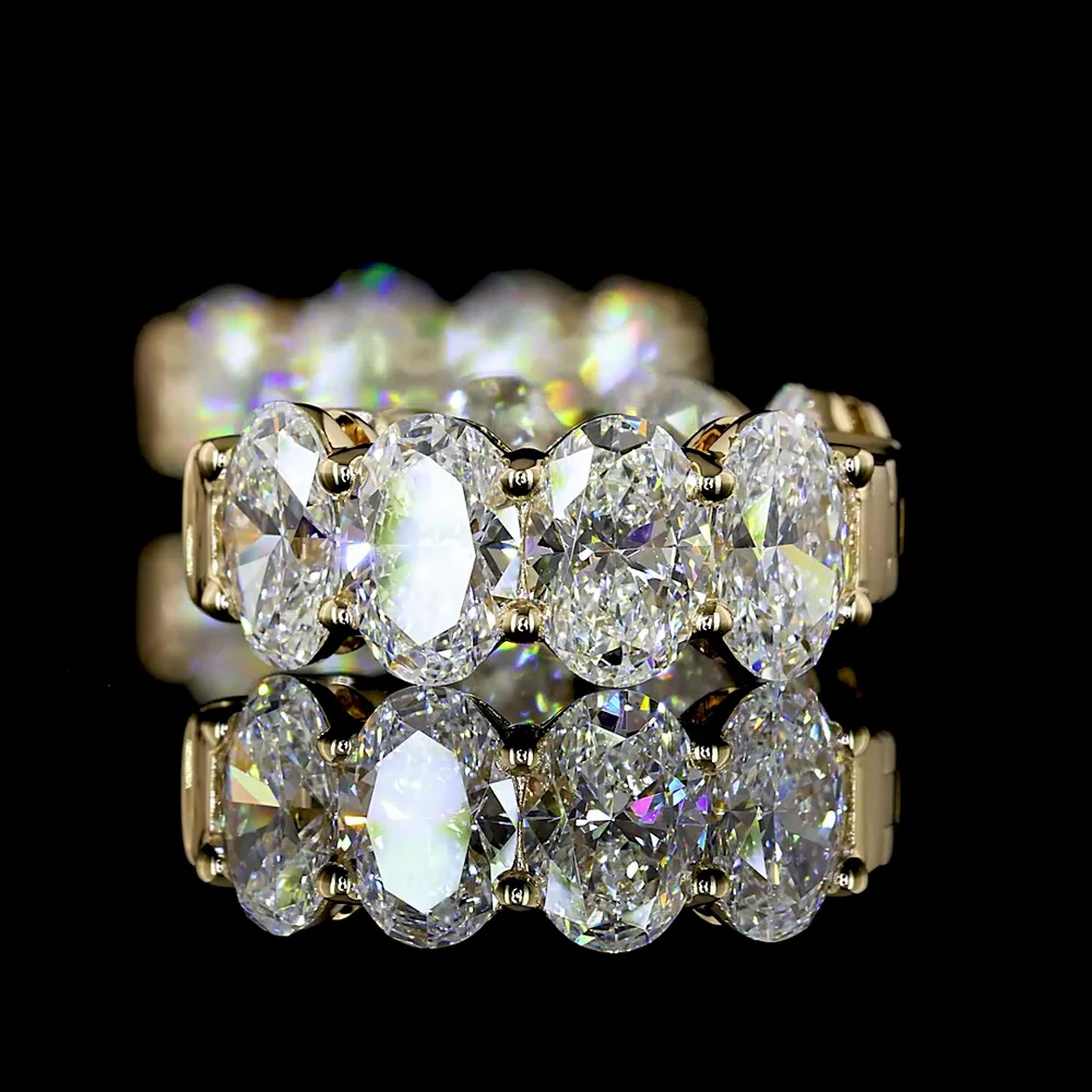14K Yellow Gold Huggie Earrings with Prong Set Oval Cut Lab Diamonds - 5.13 Carat Total Weight (E-F Color, VS Clarity) - Covaloro Fine Jewelry - Image 4