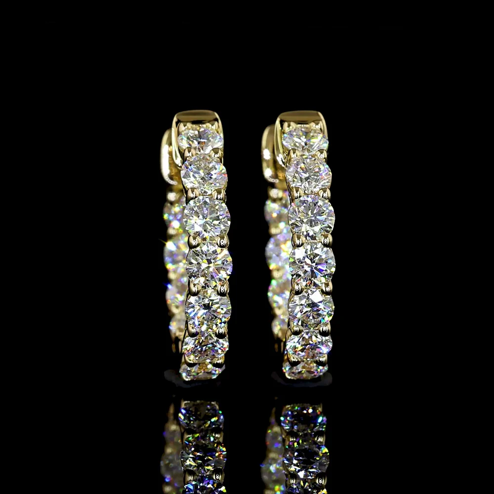 14K Yellow Gold Huggie Earrings with Round Brilliant Cut Lab Diamonds - 0.98 Carat Total Diamond Weight, E-F Color, VS1 Clarity - Covaloro Fine Jewelry