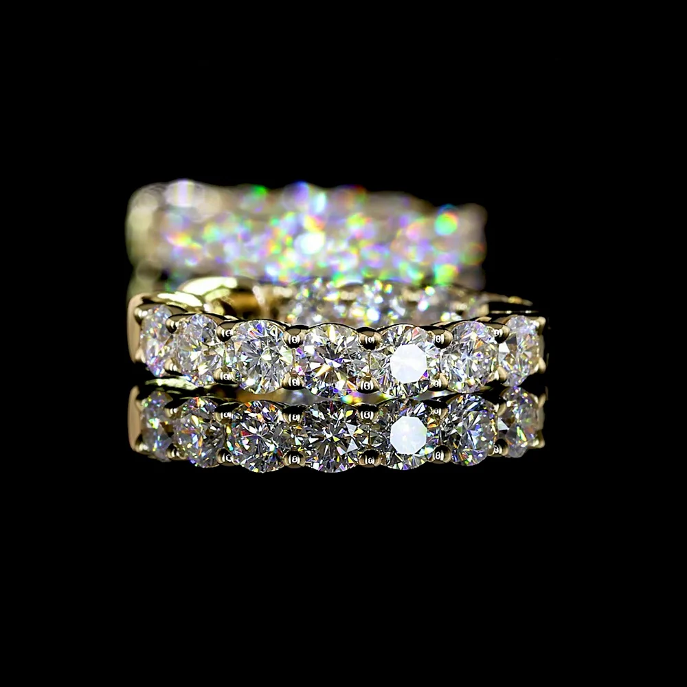 14K Yellow Gold Huggie Earrings with Round Brilliant Cut Lab Diamonds - 0.98 Carat Total Diamond Weight, E-F Color, VS1 Clarity - Covaloro Fine Jewelry - Image 3