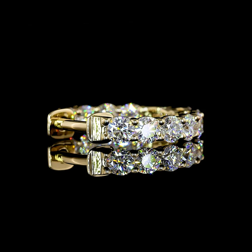 14K Yellow Gold Huggie Earrings with Round Brilliant Cut Lab Diamonds - 0.98 Carat Total Diamond Weight, E-F Color, VS1 Clarity - Covaloro Fine Jewelry - Image 4