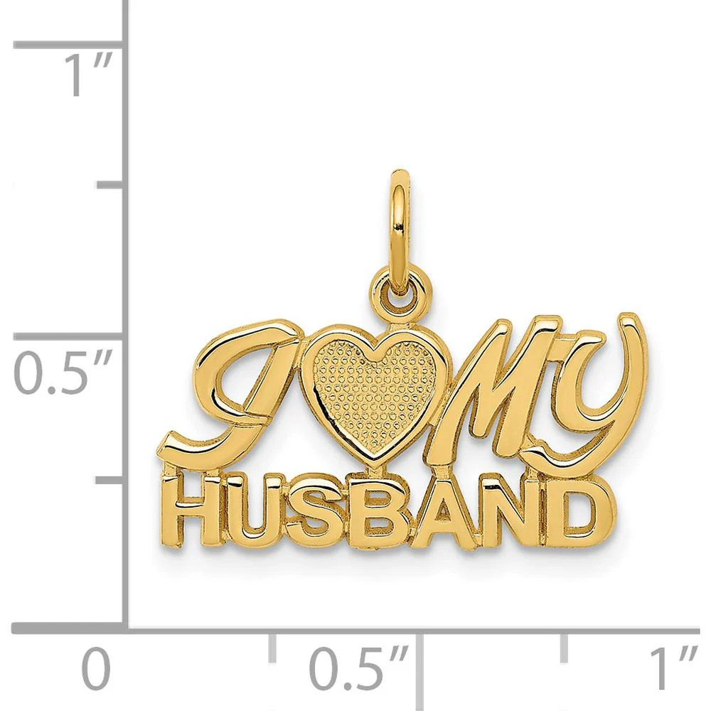 14K Yellow Gold I (Heart) MY HUSBAND Charm Pendant by Oro Pregiato - Image 3