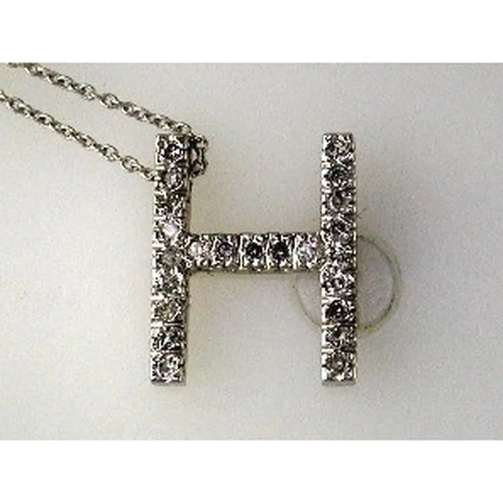 14K Yellow Gold Initial H Pendant with Round Diamonds - 0.25 Carat Total Diamond Weight - Royal Jewelry