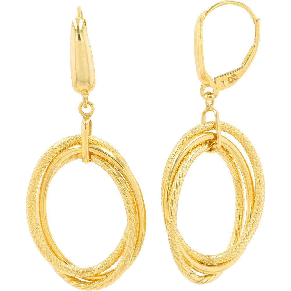 14K Yellow Gold Intertwined Oval Earrings - 2.90 Gram Total Weight - Image 2