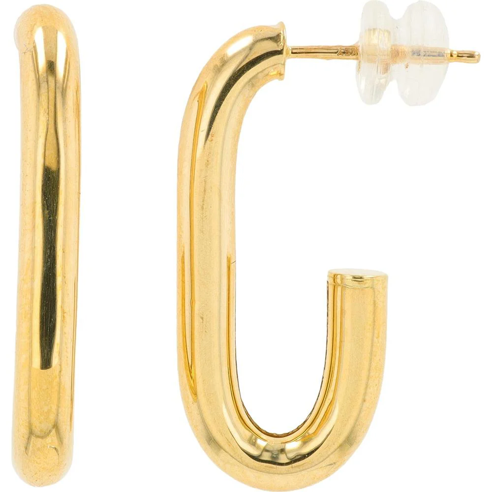 14K Yellow Gold J - Hoops - Elegant Medium Hoop Earrings with Polished Finish - Image 2