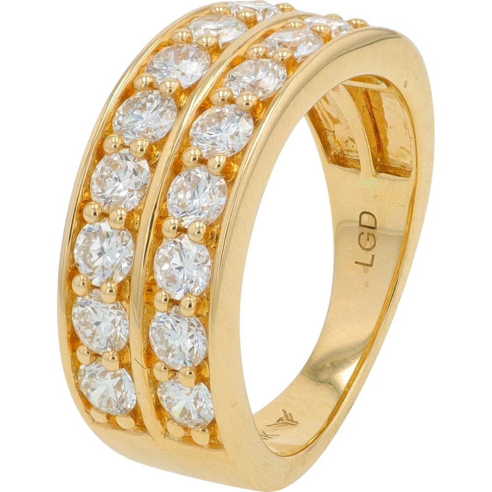 14K Yellow Gold Lab Grown Diamond Ring with Round Diamonds - 1.50 Carat Total Diamond Weight