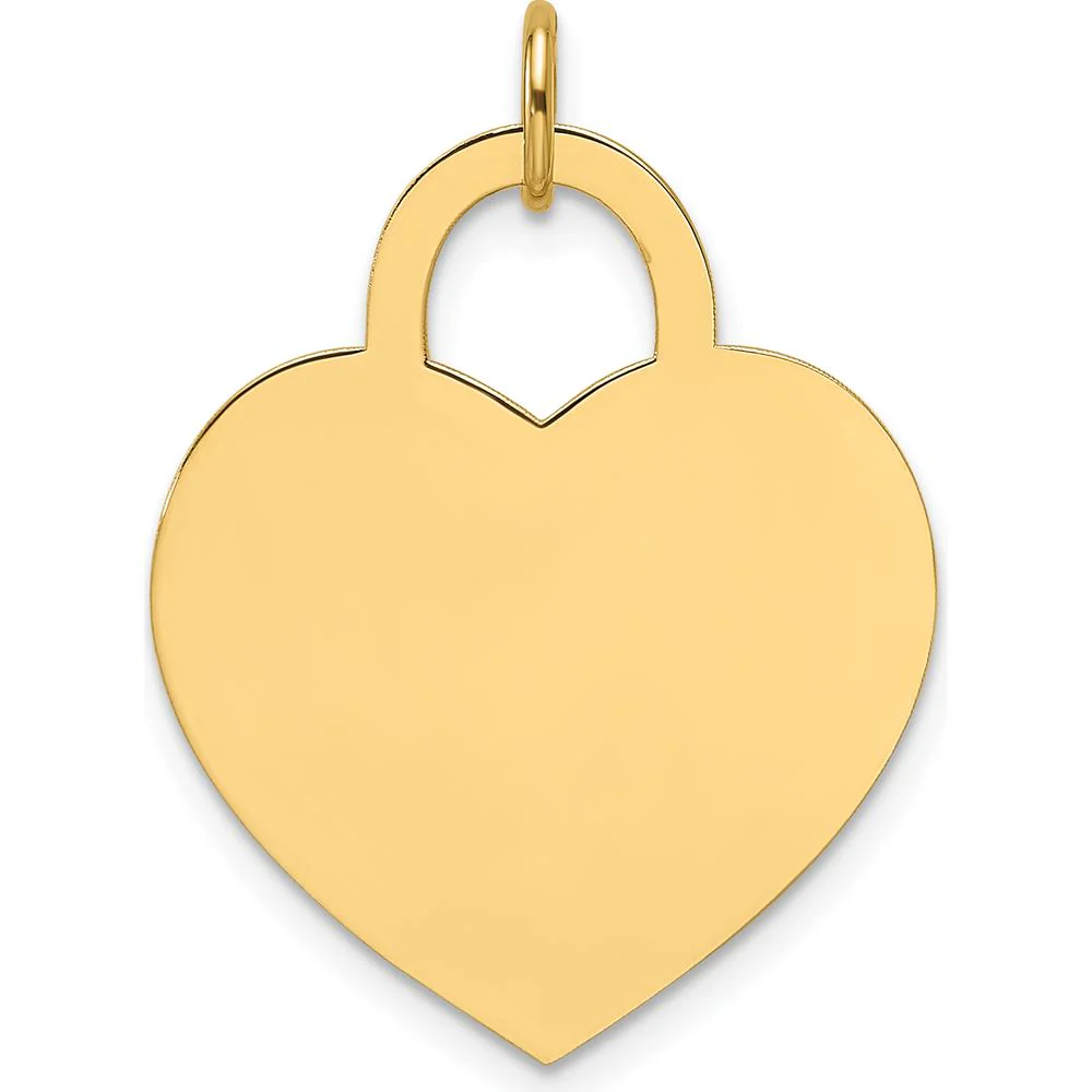 14K Yellow Gold Large Engravable Heart Charm - Polished Finish by Oro Pregiato