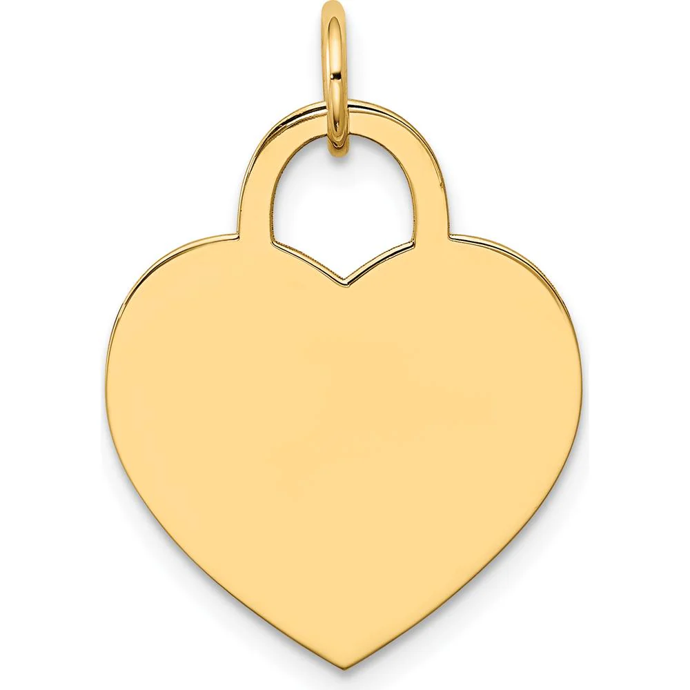 14K Yellow Gold Large Engravable Heart Pendant - Personalized Charm for Special Occasions by Oro Pregiato