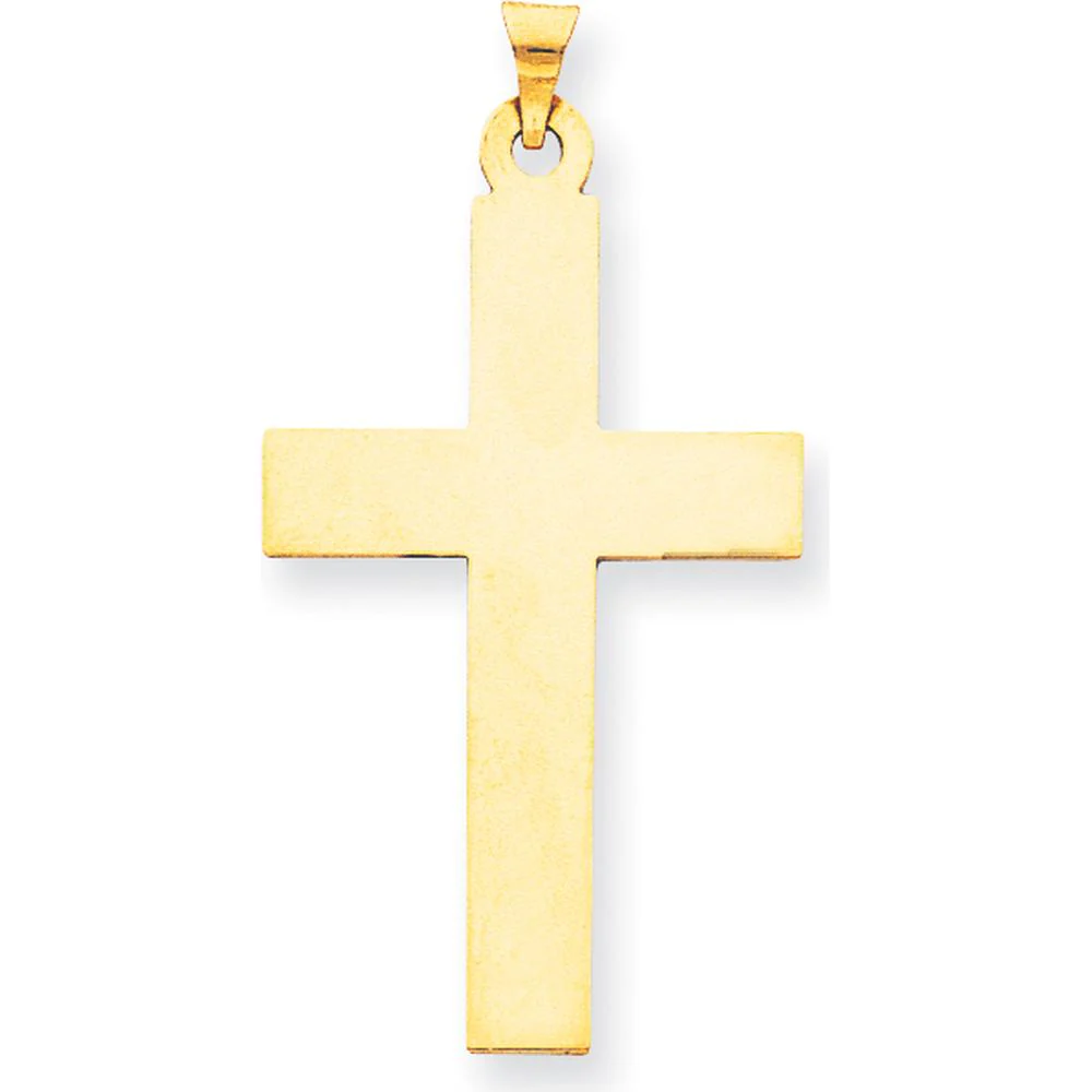 14K Yellow Gold Large Polished Cross Charm Pendant - 44.5mm Length by Oro Pregiato