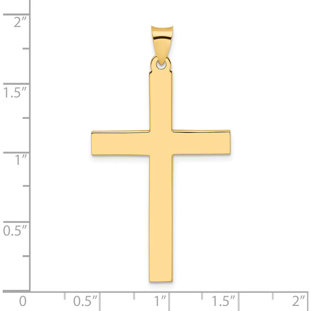 14K Yellow Gold Large Polished Solid Cross Pendant - 47mm Length by Oro Pregiato - Image 3