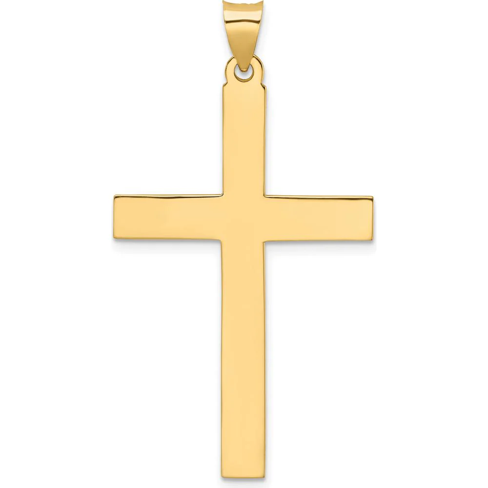 14K Yellow Gold Large Polished Solid Cross Pendant - 47mm Length by Oro Pregiato - Image 4