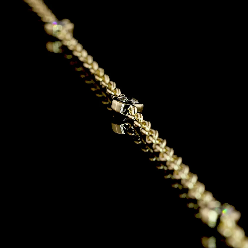 14K Yellow Gold Lariat Necklace with 1.01 Carat Emerald Cut Lab Diamond and 0.41 Carat Round Diamond Accents - GIA Certified - Covaloro Fine Jewelry - Image 3