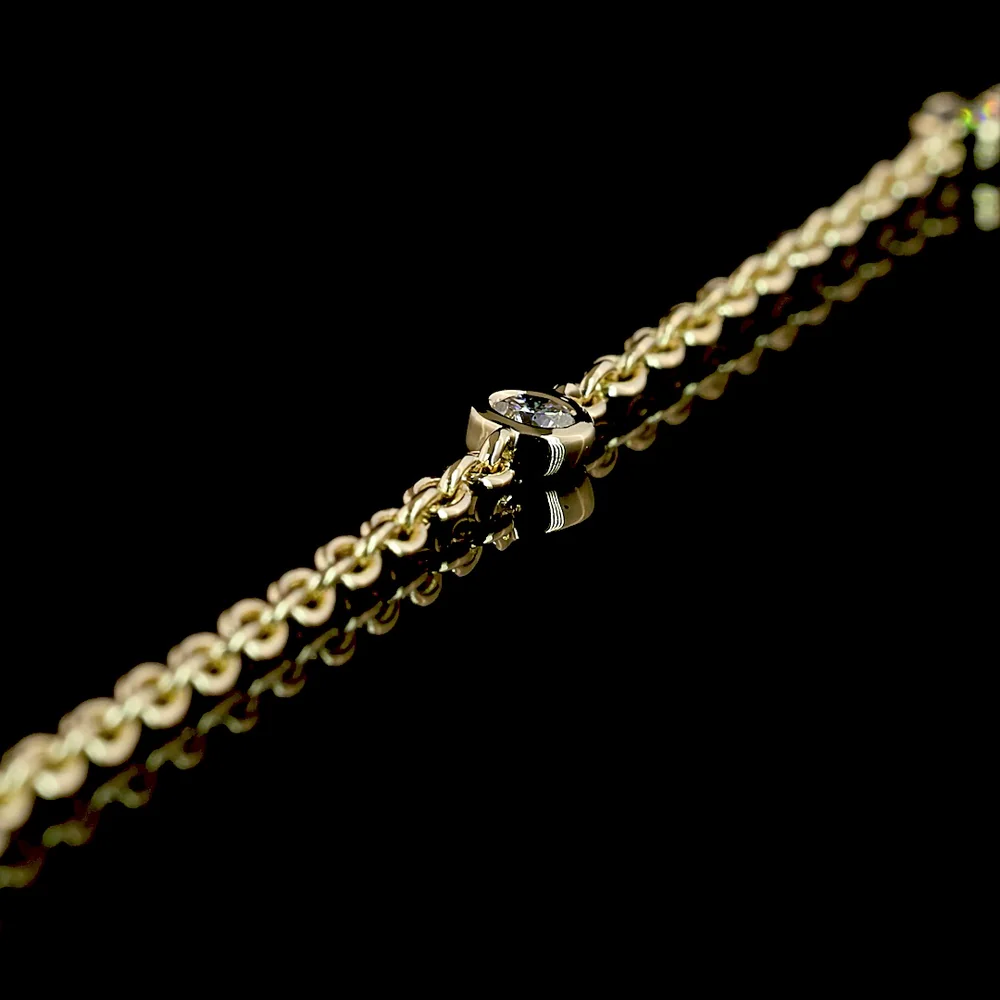 14K Yellow Gold Lariat Necklace with 1.01 Carat Emerald Cut Lab Diamond and 0.41 Carat Round Diamond Accents - GIA Certified - Covaloro Fine Jewelry - Image 4