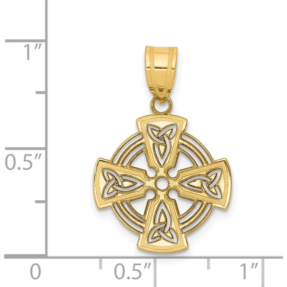 14K Yellow Gold Laser-Cut Celtic Cross Charm with Polished Finish by Oro Pregiato - Image 3