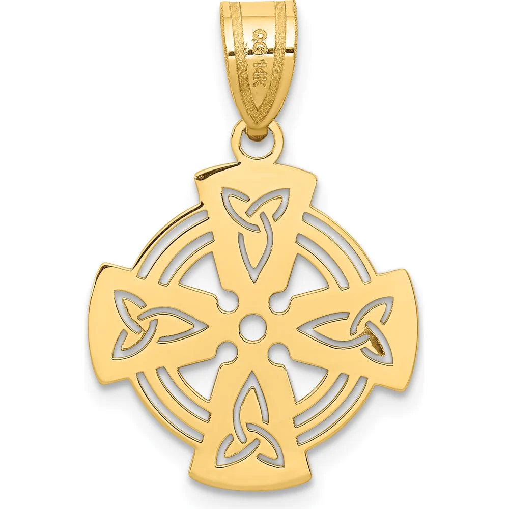 14K Yellow Gold Laser-Cut Celtic Cross Charm with Polished Finish by Oro Pregiato - Image 4