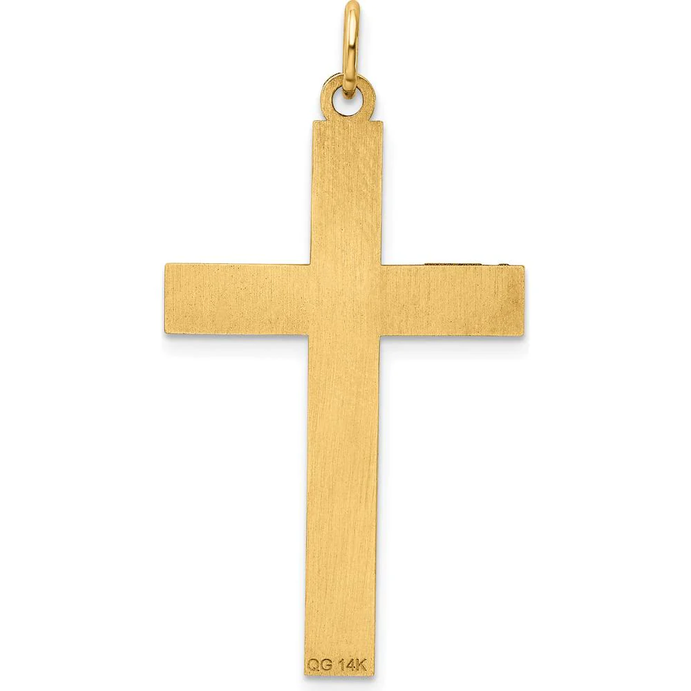 14K Yellow Gold Laser-Designed Cross Pendant - 40mm Length by Oro Pregiato - Image 4