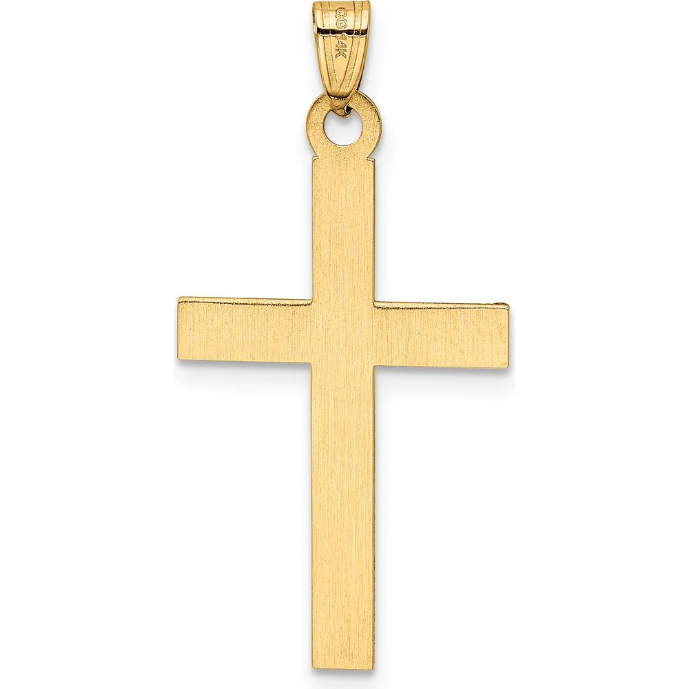 14K Yellow Gold Laser Etched Cross Charm - 37mm Length by Oro Pregiato - Image 4