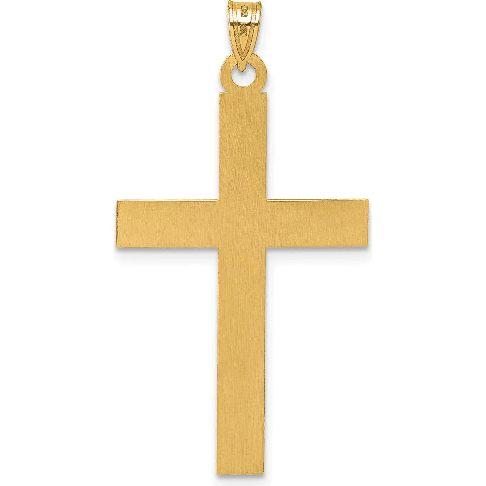 14K Yellow Gold Laser Etched Cross Pendant - Polished Finish by Oro Pregiato - Image 3