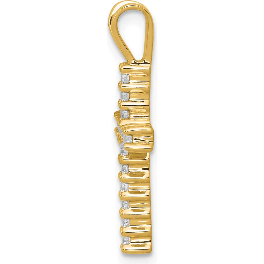 14K Yellow Gold Latin Cross Pendant with Prong-Set Round Natural Diamonds - 0.25 Carat Total Diamond Weight by Monteluci Fine Jewelry - Image 2