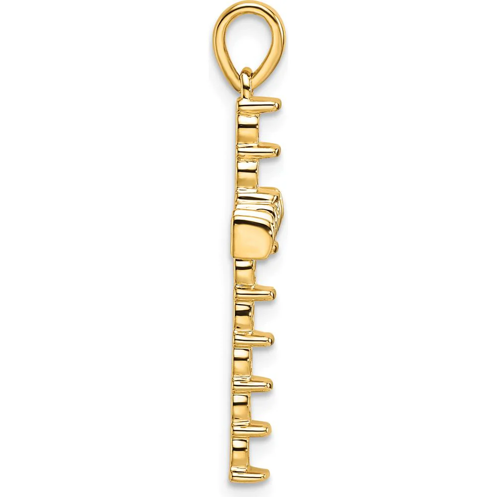 14K Yellow Gold Latin Cross Pendant with Round Stone Mountings - 0.06 Carat Total Weight by Oro Pregiato - Image 2