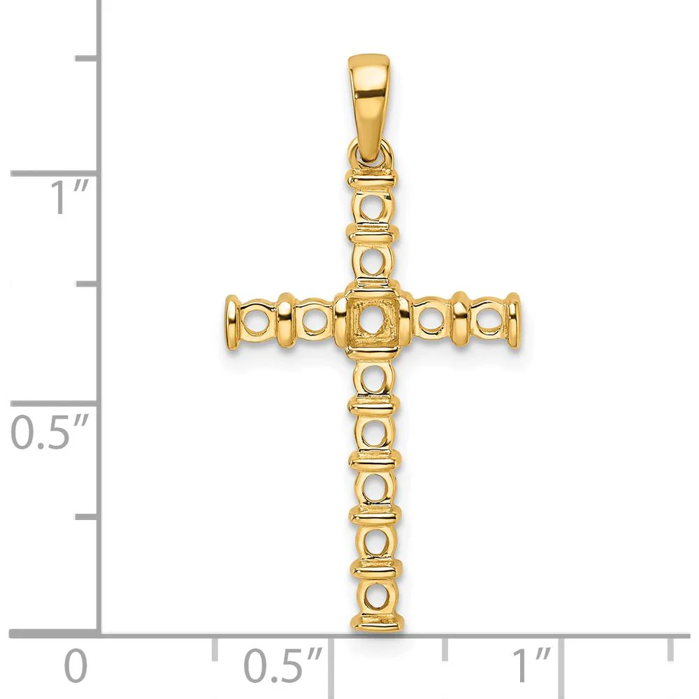14K Yellow Gold Latin Cross Pendant with Round Stone Mountings - 0.06 Carat Total Weight by Oro Pregiato - Image 4