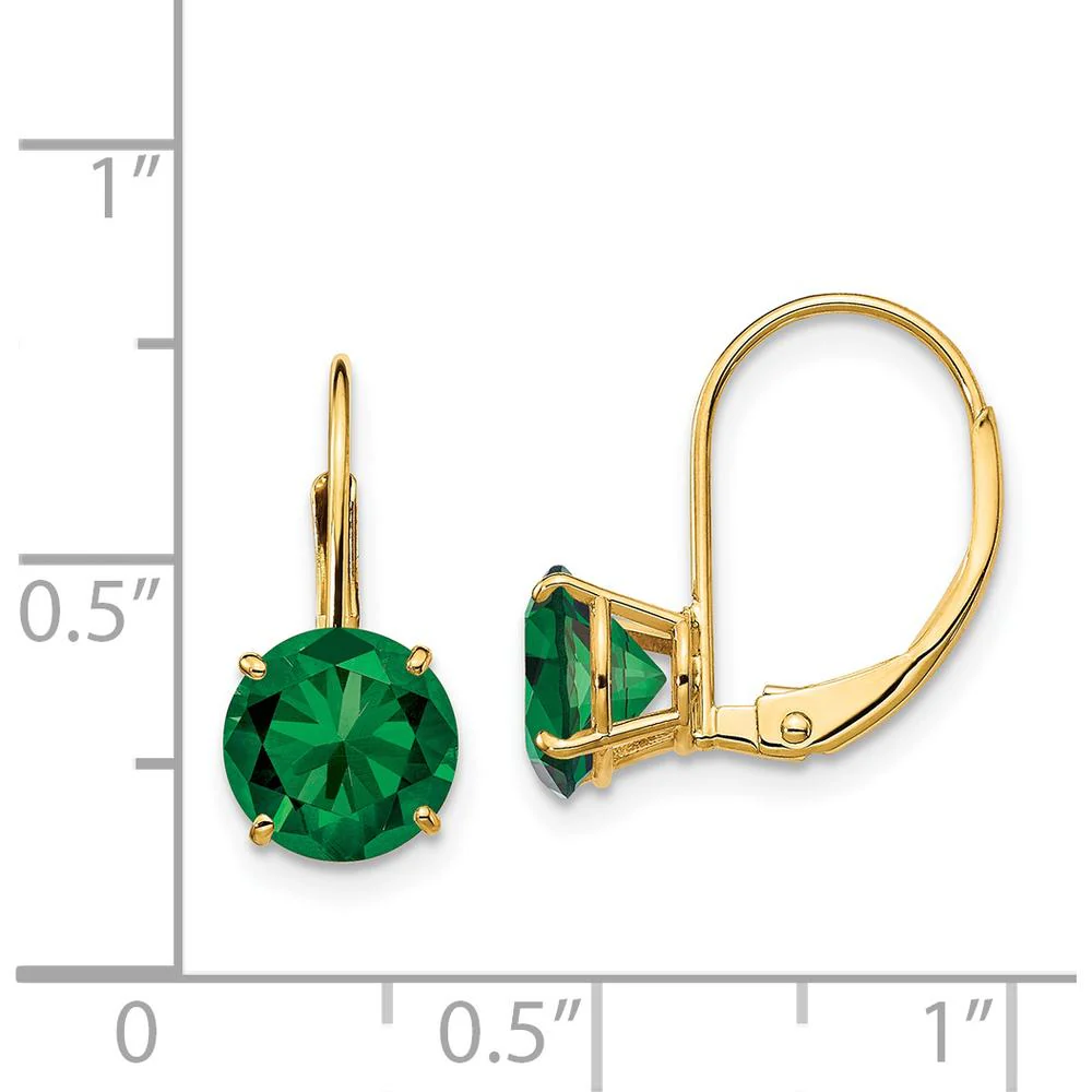 14K Yellow Gold Leverback Earrings with Round Green Helenite - 1.25 Carat Total Weight by Monteluci Fine Jewelry - Image 4