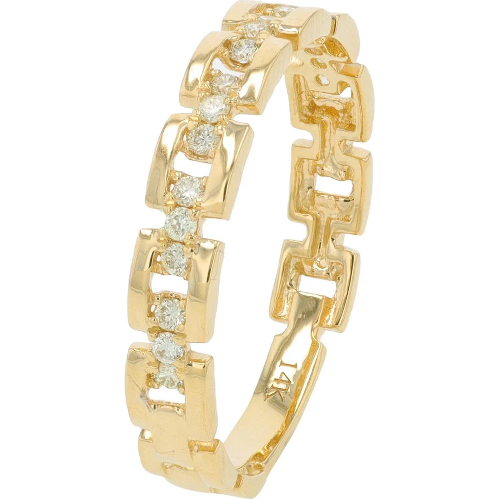 14K Yellow Gold Link - Style Diamond Band - 0.16 Carat Total Diamond Weight