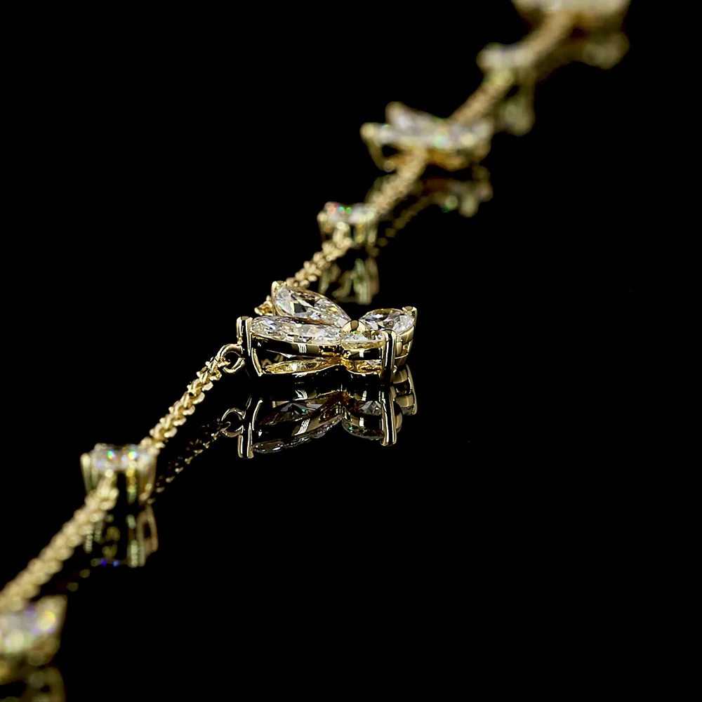 14K Yellow Gold Marquise and Round Brilliant Lab Diamond Station Necklace - 3.44 Carat Total Diamond Weight - Covaloro Fine Jewelry - Image 4