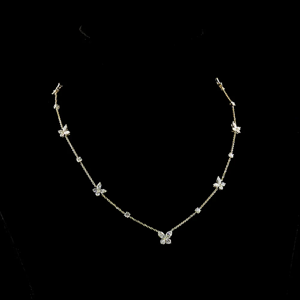 14K Yellow Gold Marquise and Round Cut Lab Diamond Station Necklace - 3.39 Carat Total Diamond Weight - Covaloro Fine Jewelry